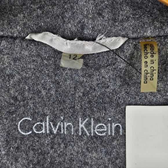 CALVIN KLEIN WOMENS GRAY WOOL BLEND PEACOAT SIZE 12 DETACHABLE HOOD - Picture 6 of 12